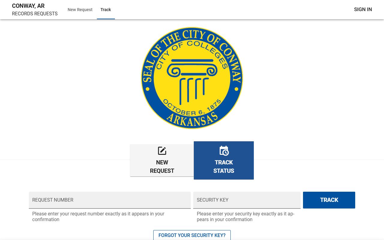 Conway Arkansas FOIA public records portal and request form