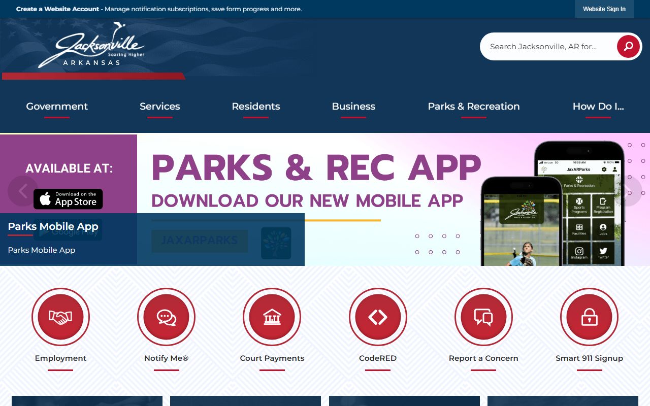 Jacksonville Arkansas city website for public records and city services