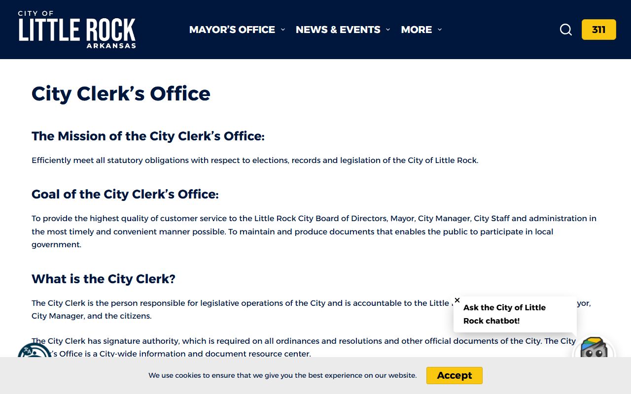 Little Rock City Clerk public records page