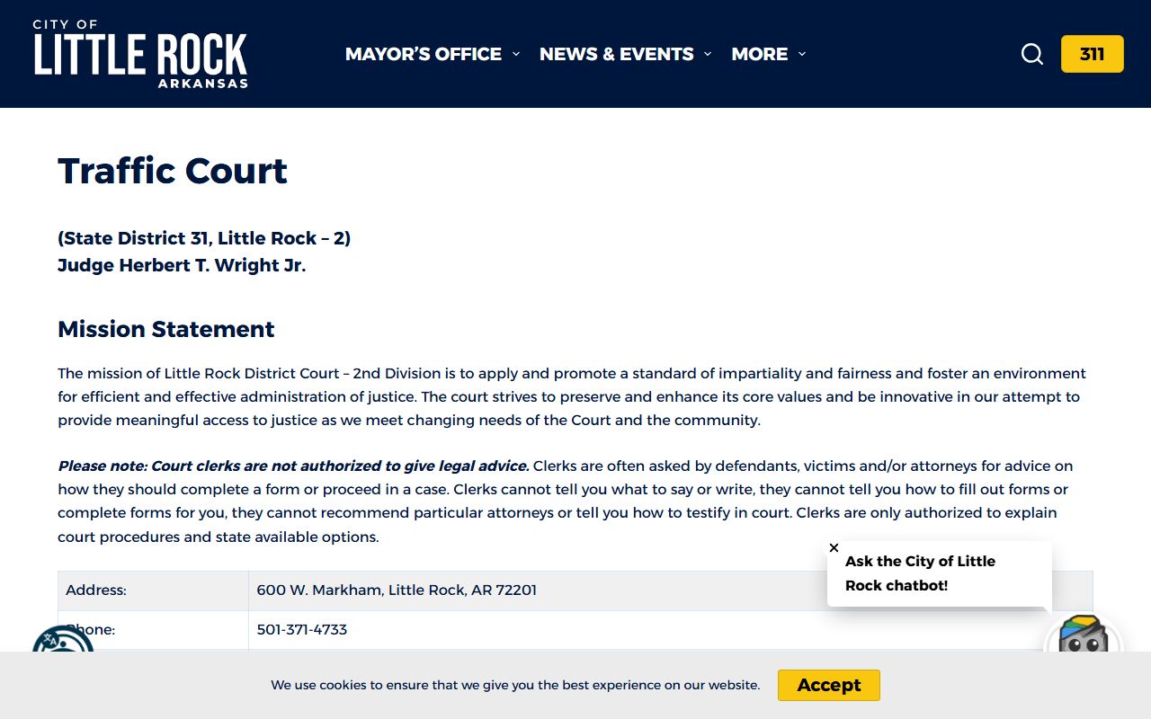 Little Rock District Court traffic court information
