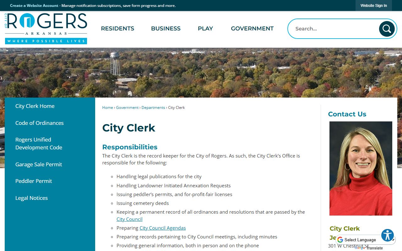 Rogers City Clerk public records and government documents