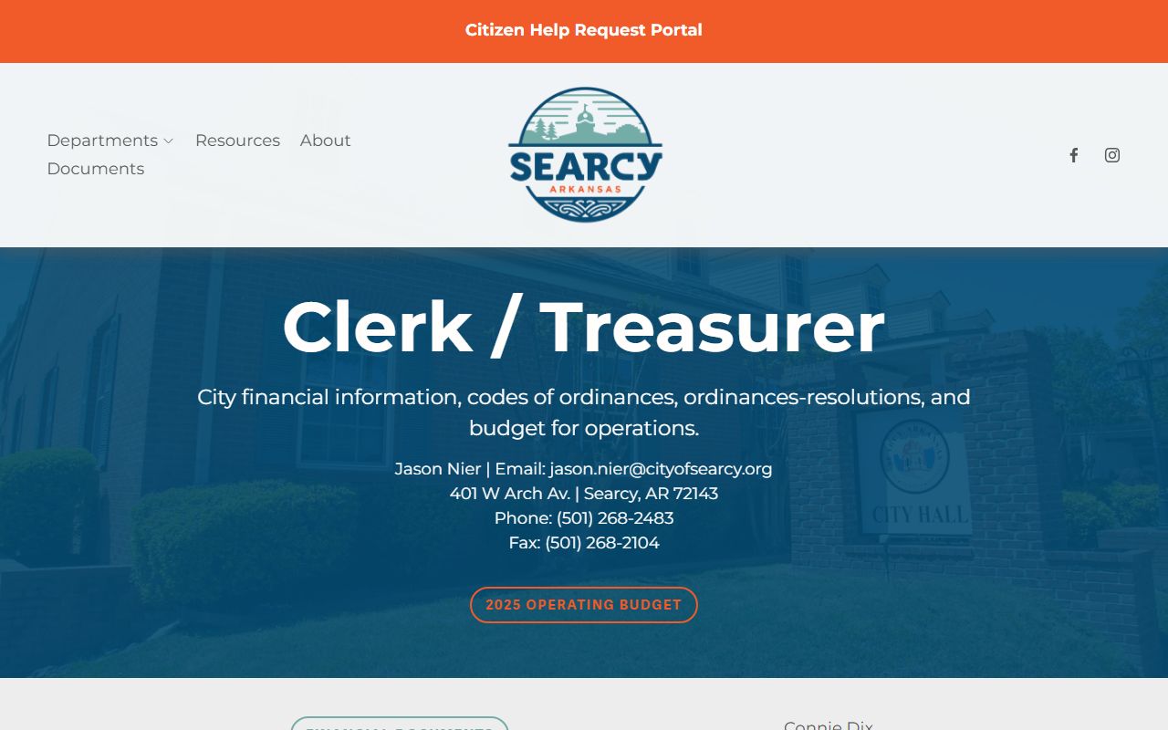 Searcy Arkansas city clerk treasurer public records page