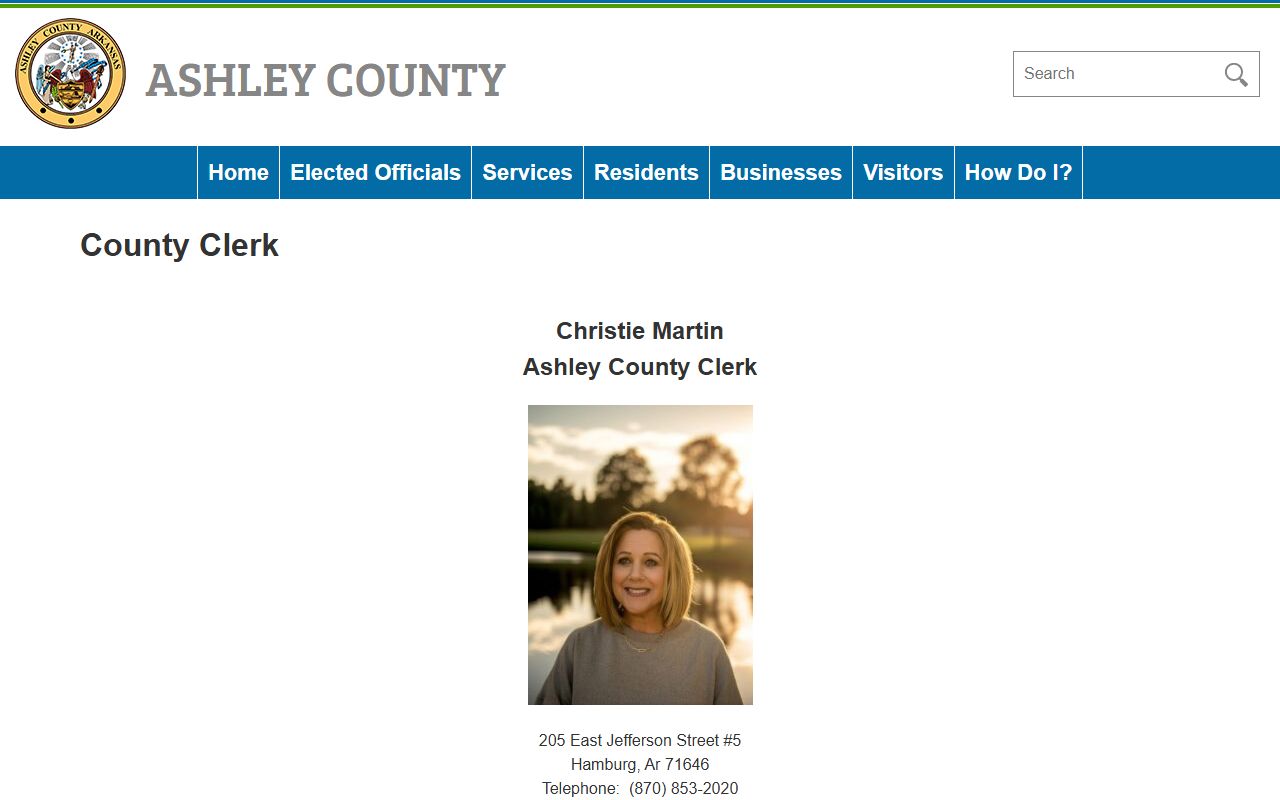 Ashley County clerk public records marriage licenses and voter registration