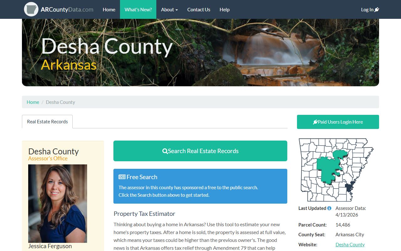 Desha County assessor property records on ARCountyData.com