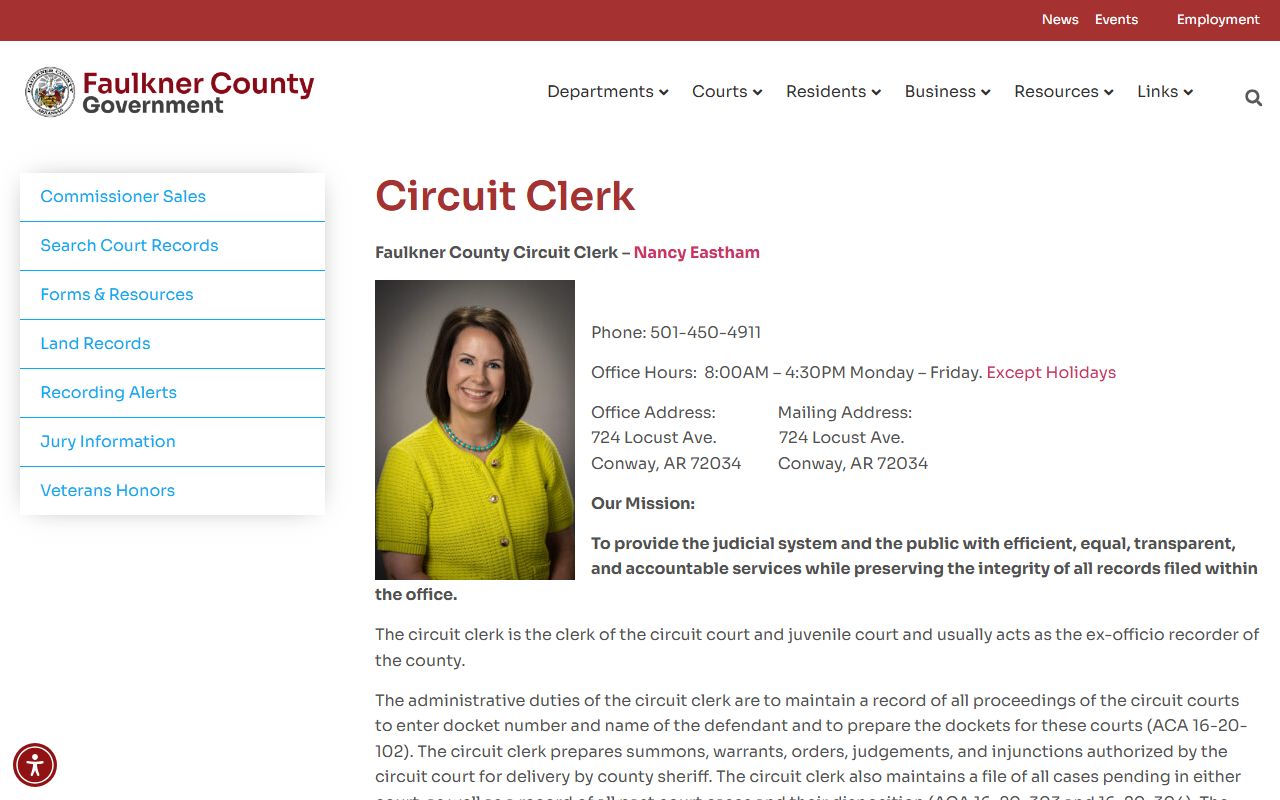 Faulkner County circuit clerk public records and land records portal