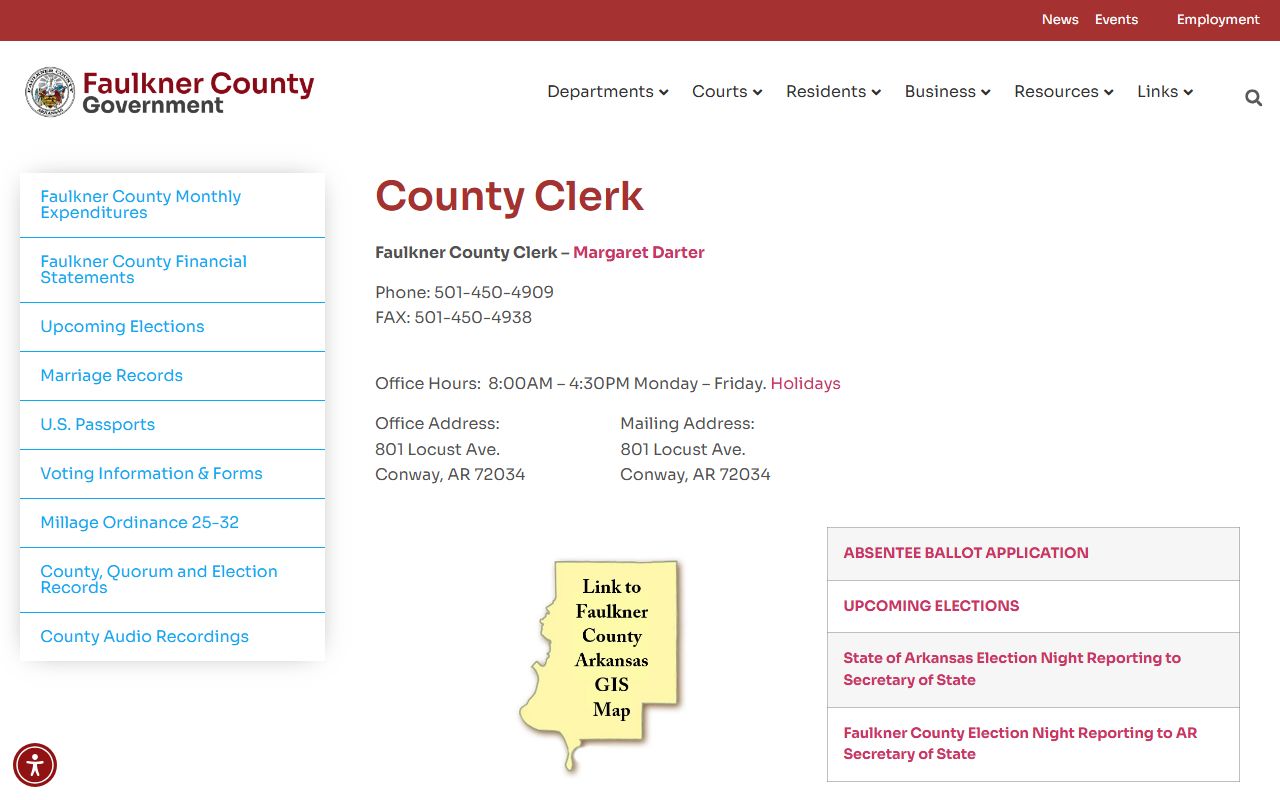 Faulkner County clerk public records including marriage licenses and probate