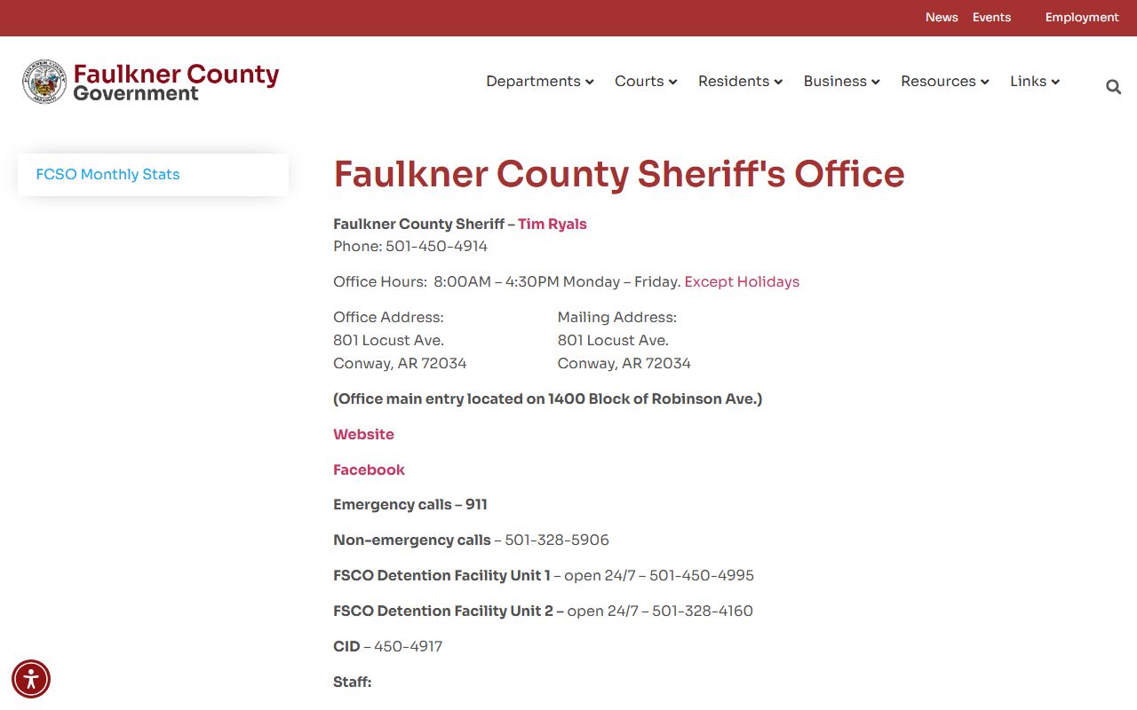 Faulkner County sheriff public records and inmate roster
