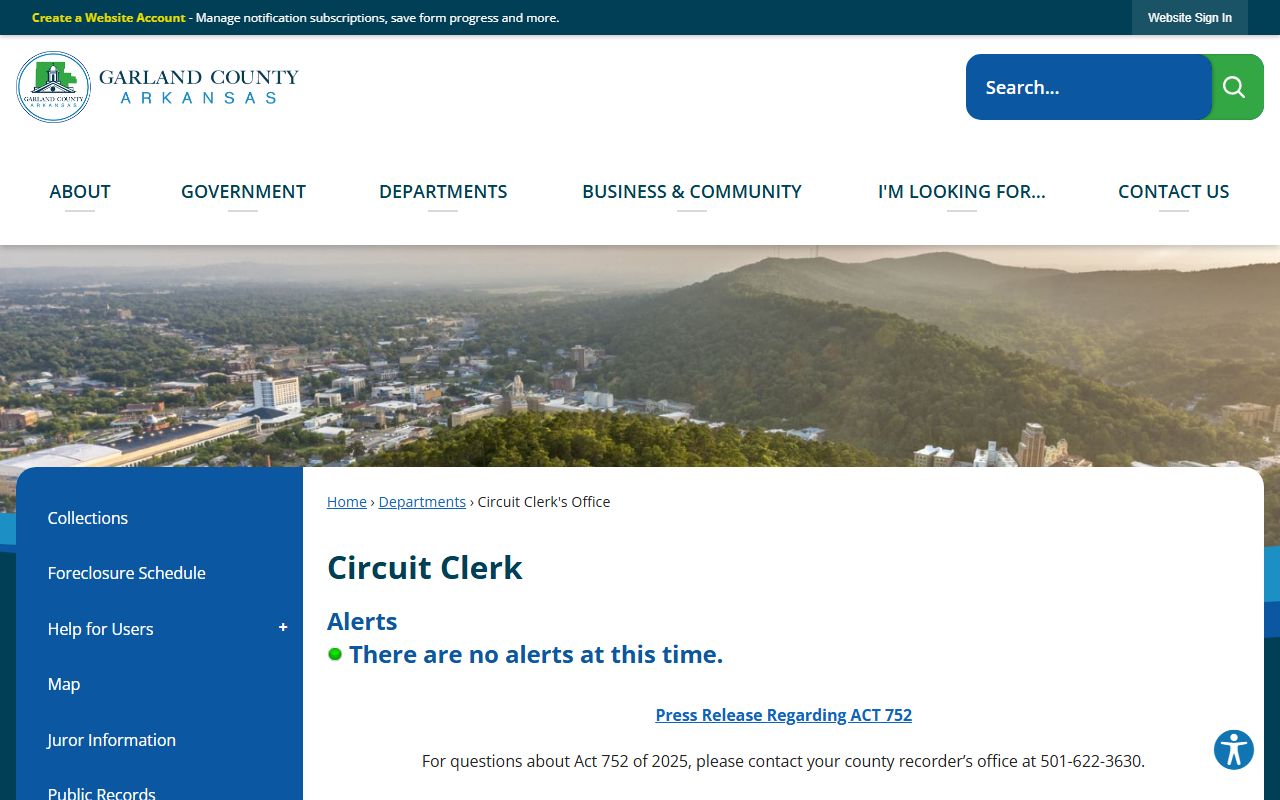 Garland County Circuit Clerk public records portal