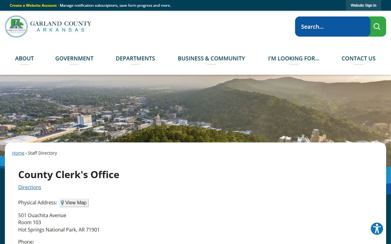Garland County Clerk office directory public records