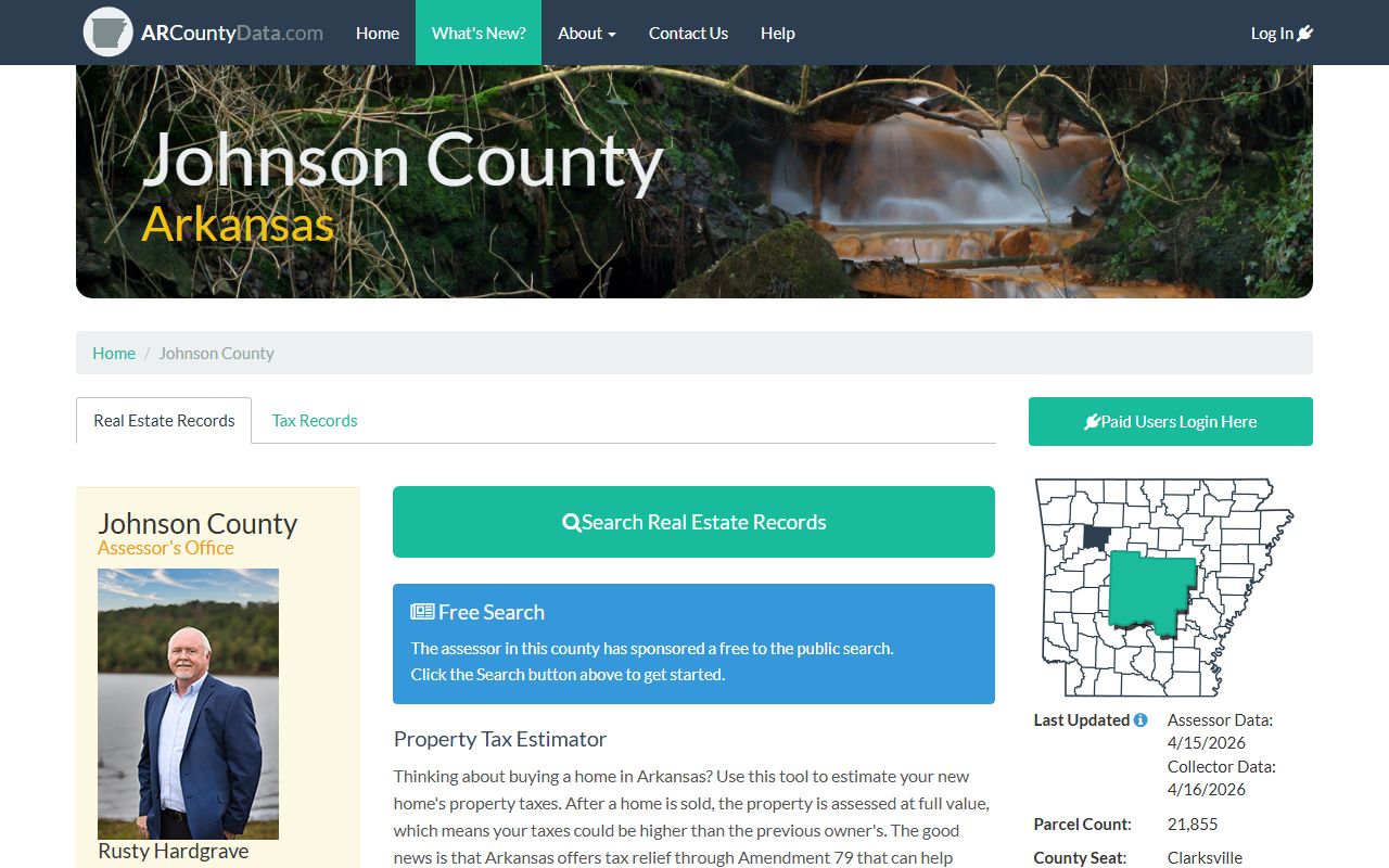 Johnson County Assessor property records on ARCountyData