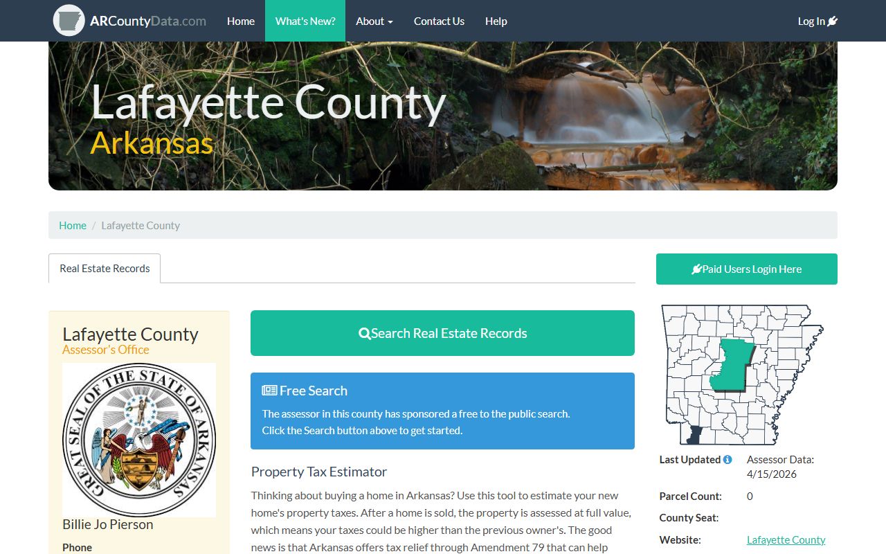 Lafayette County Assessor property records on ARCountyData