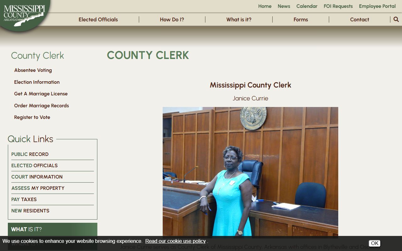 Mississippi County Clerk vital records and probate records