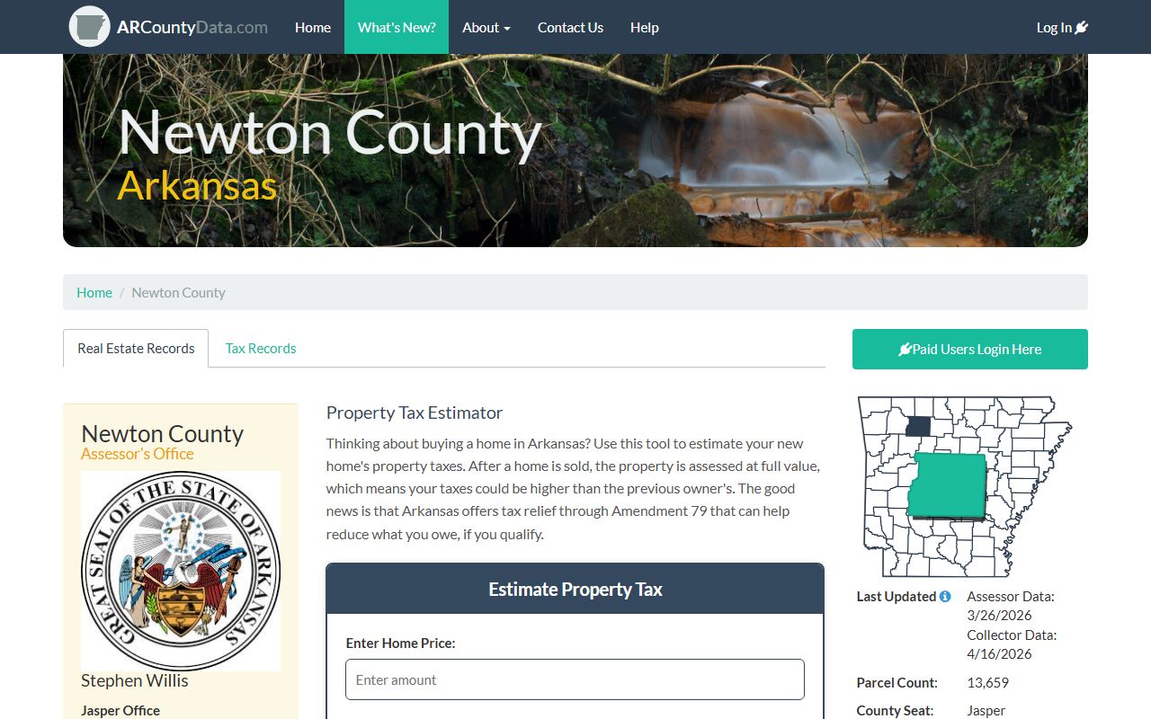 Newton County Assessor property records on ARCountyData