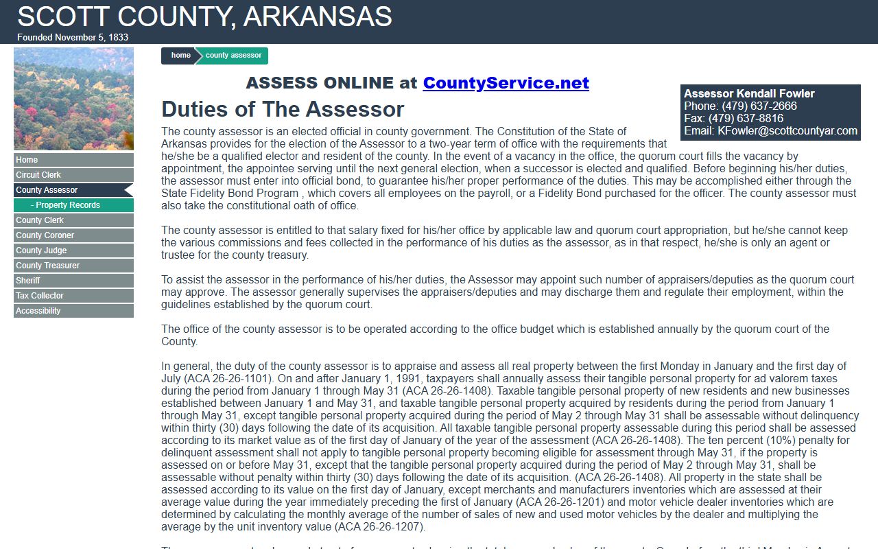Scott County Assessor property assessment records in Waldron