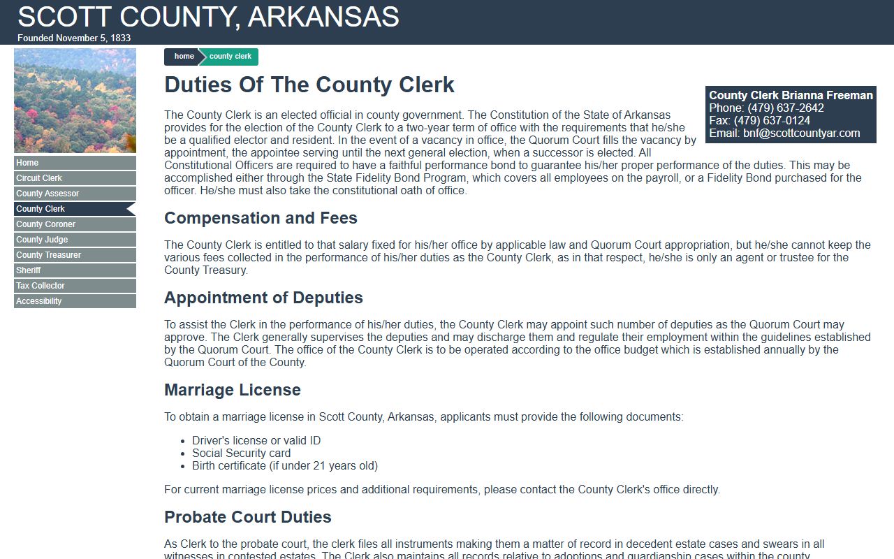 Scott County Clerk public records and vital records in Waldron