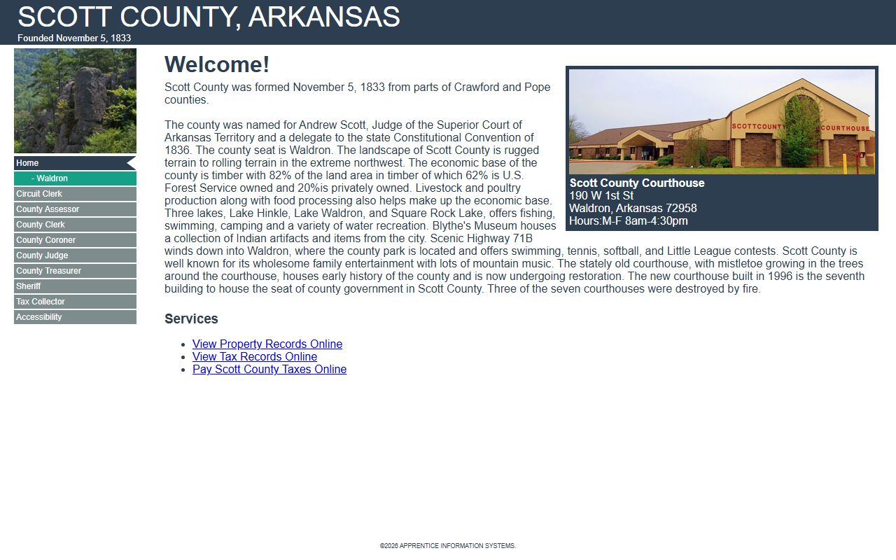Scott County Arkansas government website for public records