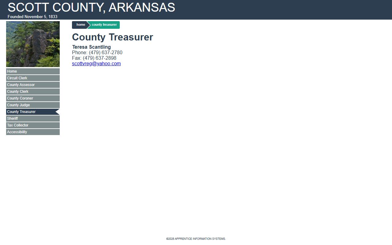 Scott County Treasurer tax payment and financial records