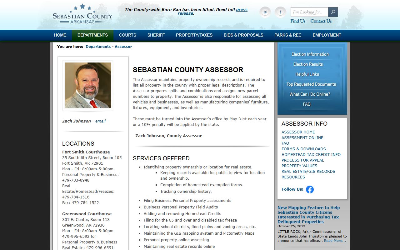 Sebastian County Assessor property records