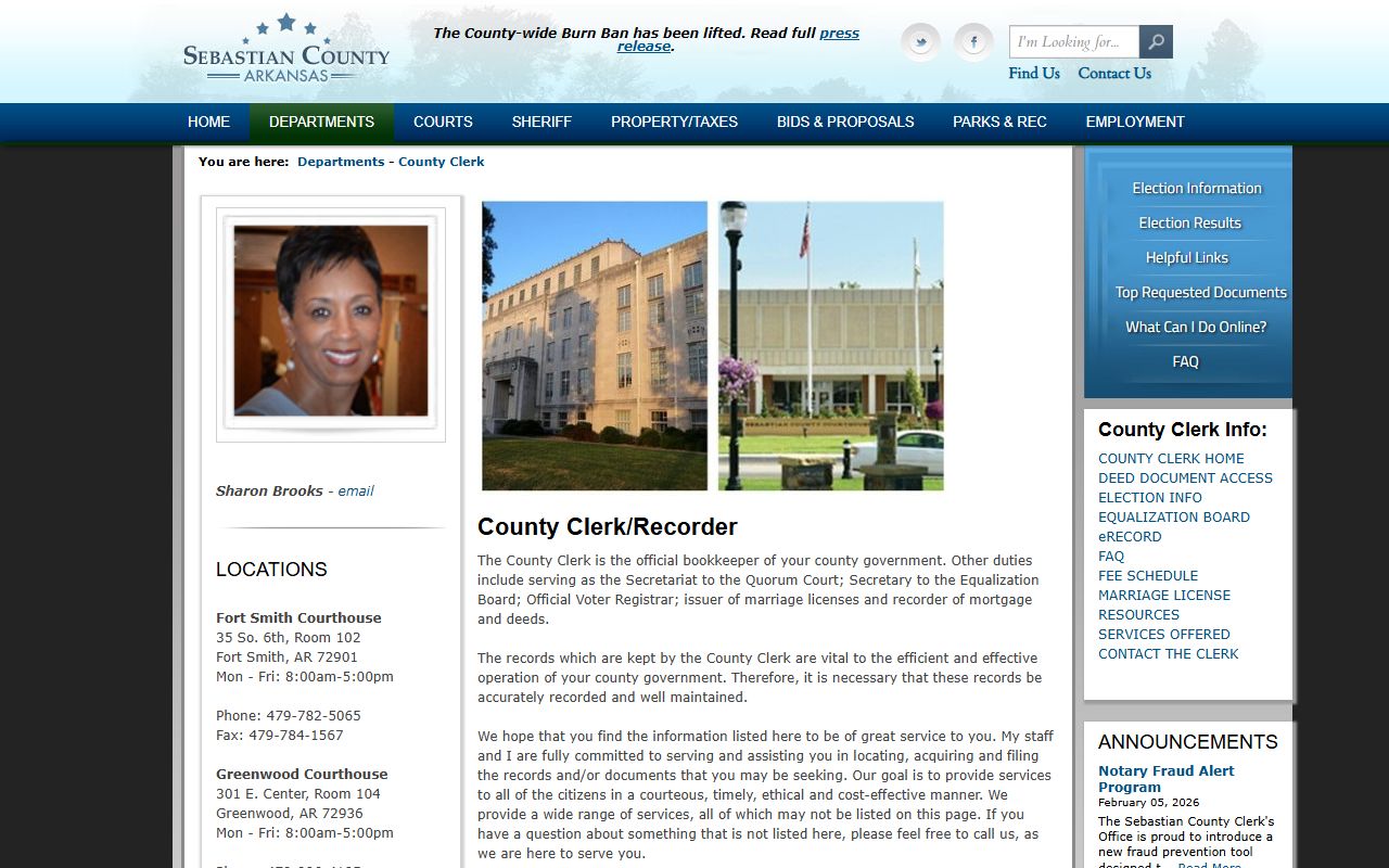 Sebastian County Clerk recorder public records