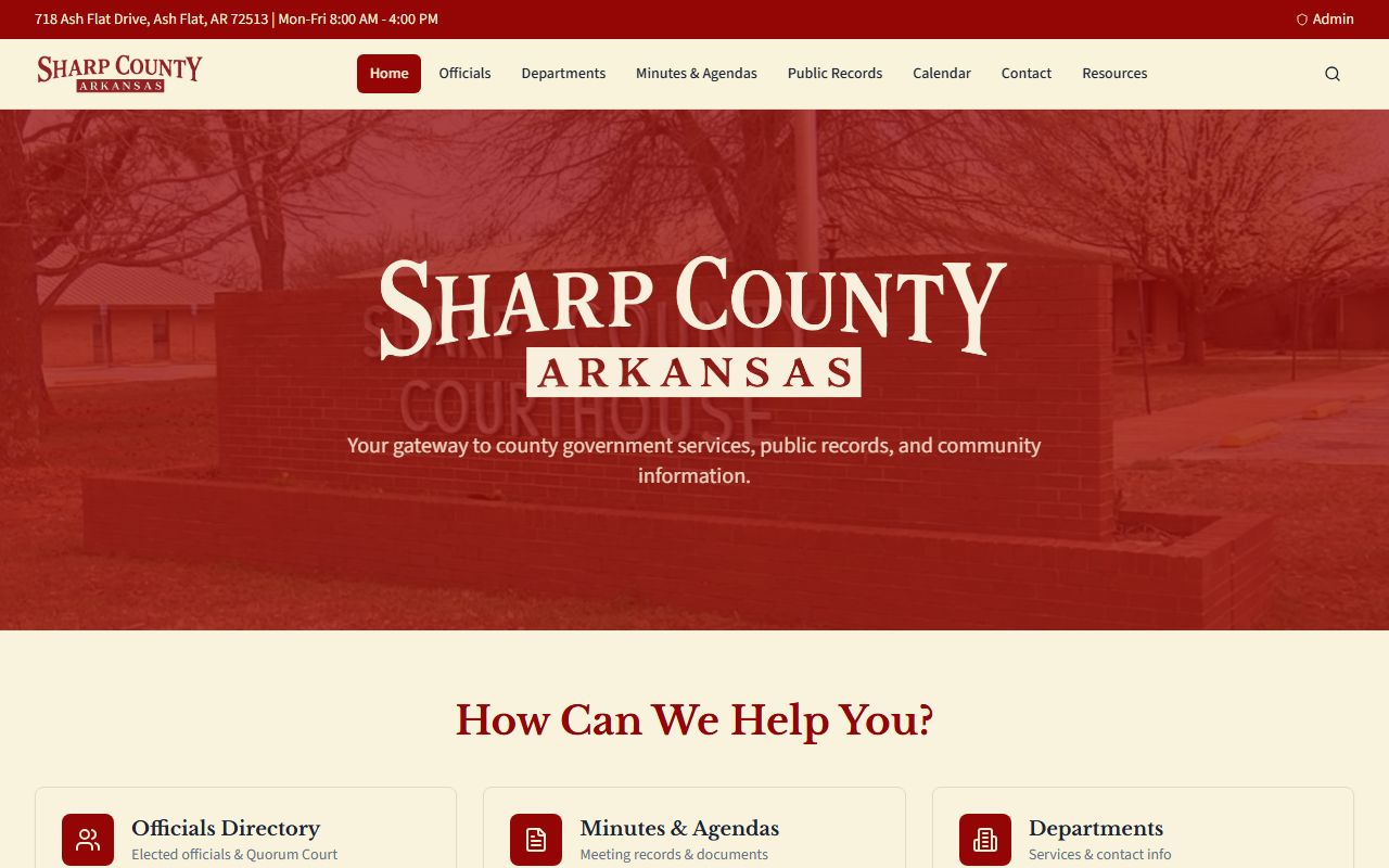 Sharp County Arkansas public records government site