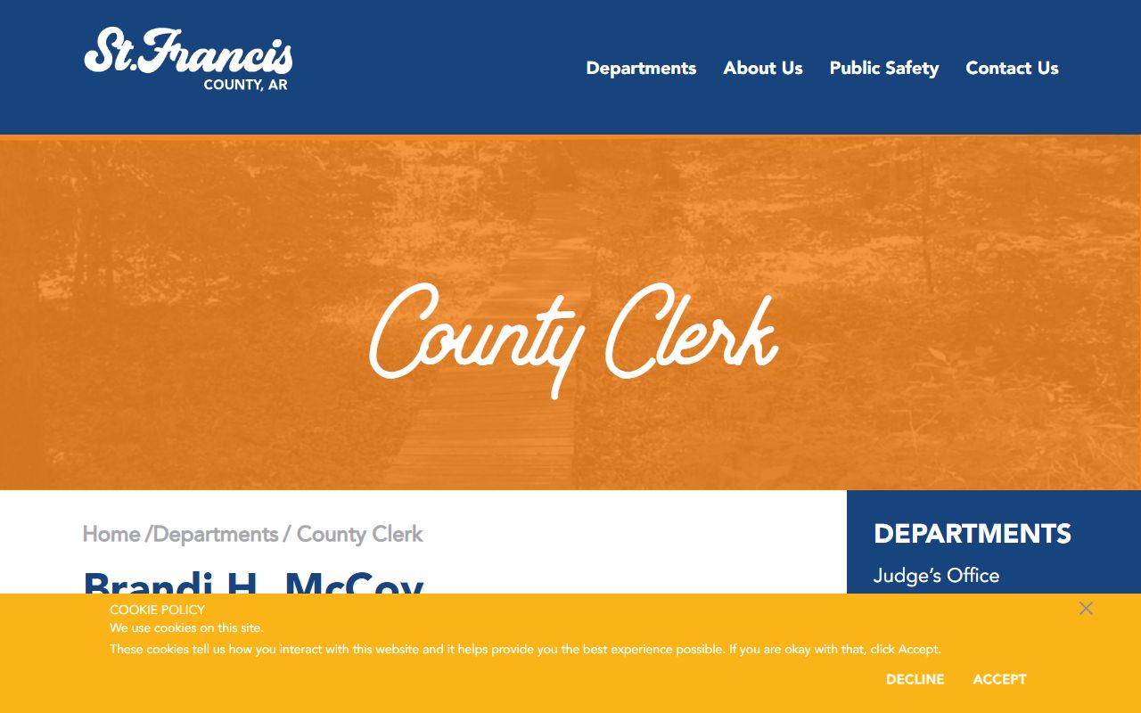 St. Francis County Clerk vital records and marriage licenses