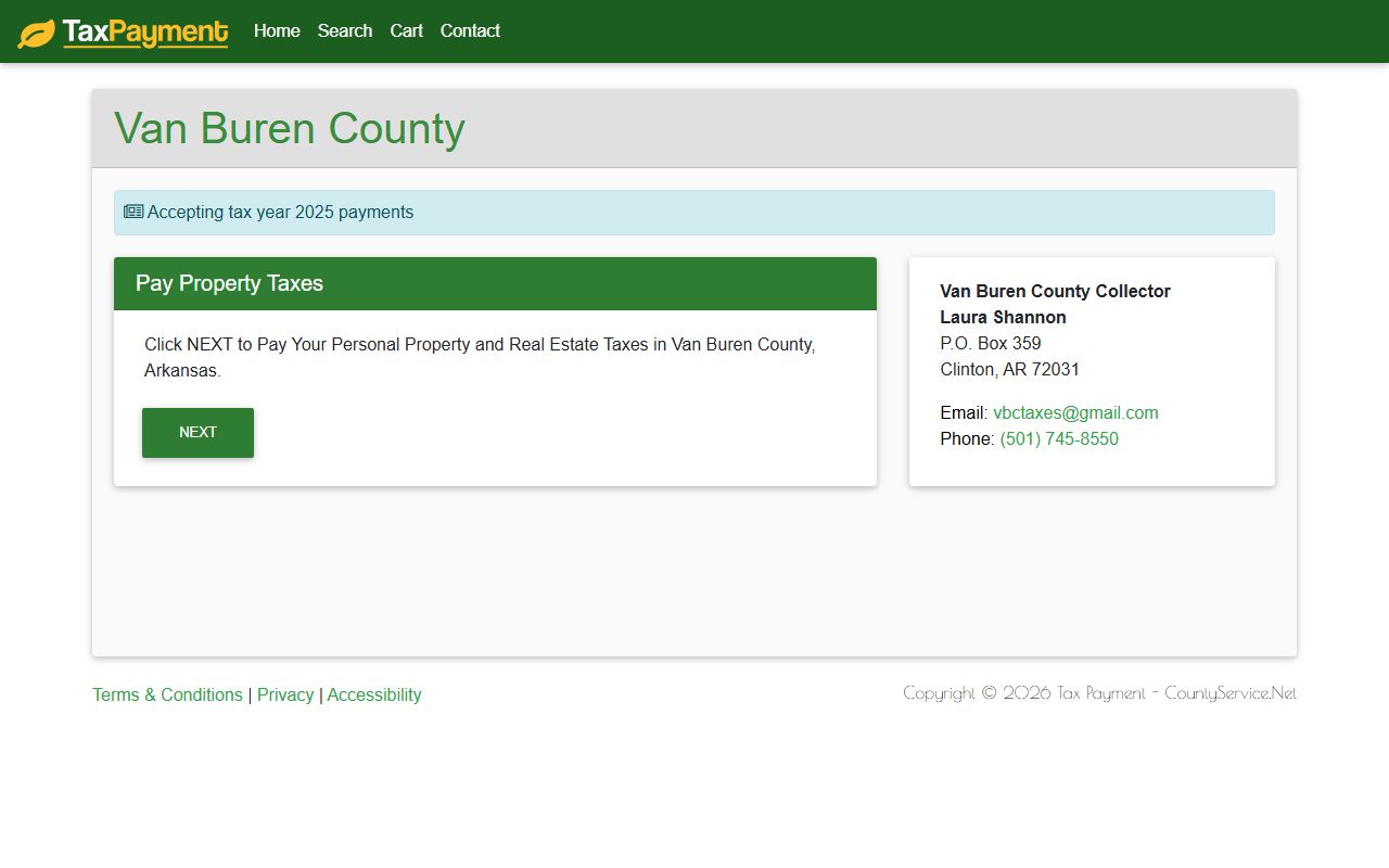 Van Buren County online property tax payment portal