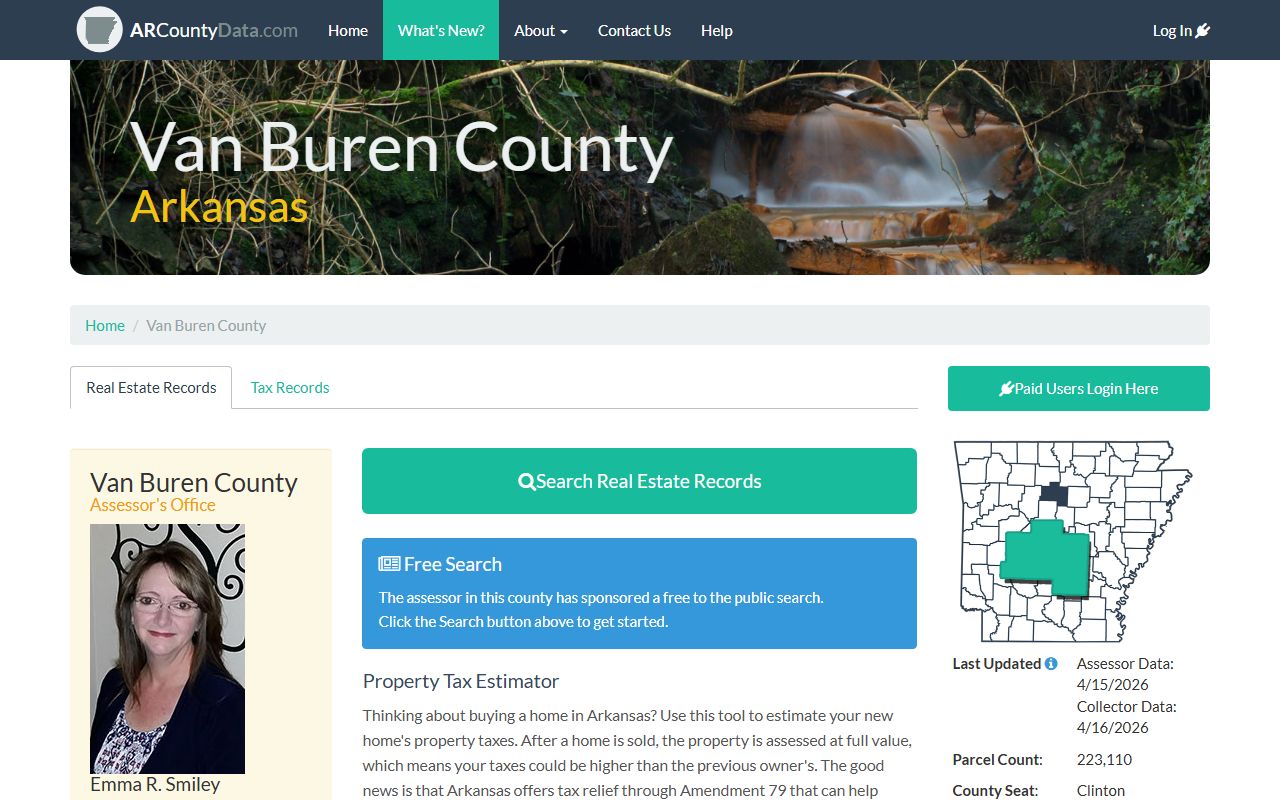 Van Buren County assessor property records on ARCountyData