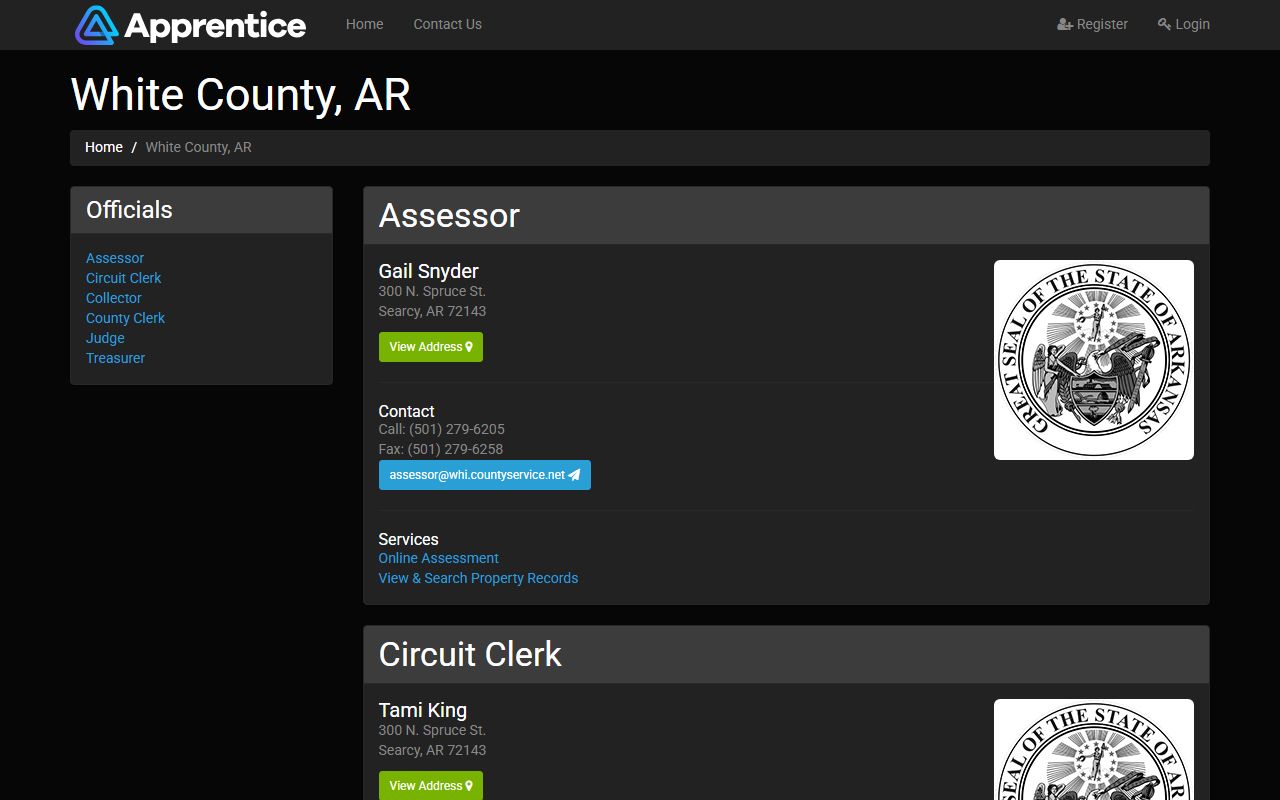 White County circuit clerk public records portal on CountyService.net