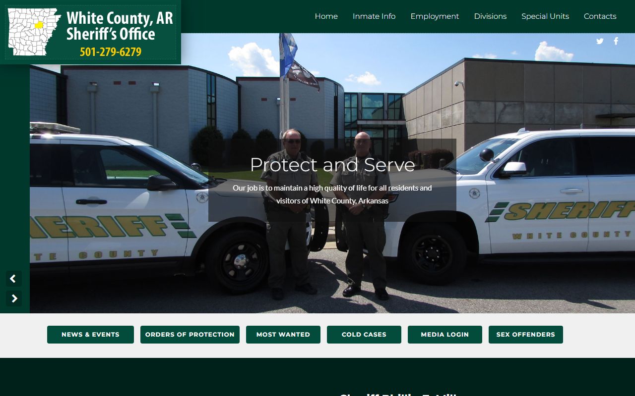 White County Sheriff's Office website with inmate search and public records