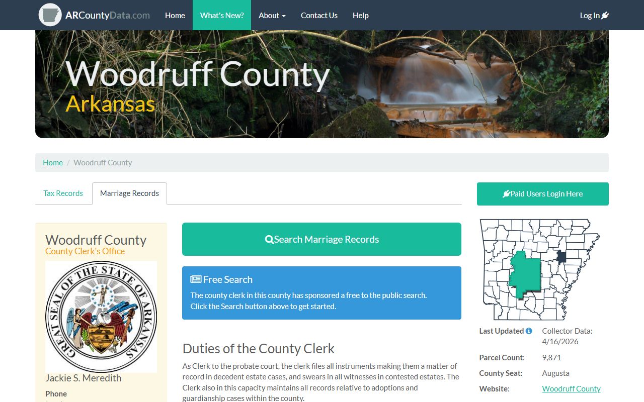 Woodruff County Assessor property records on ARCountyData.com