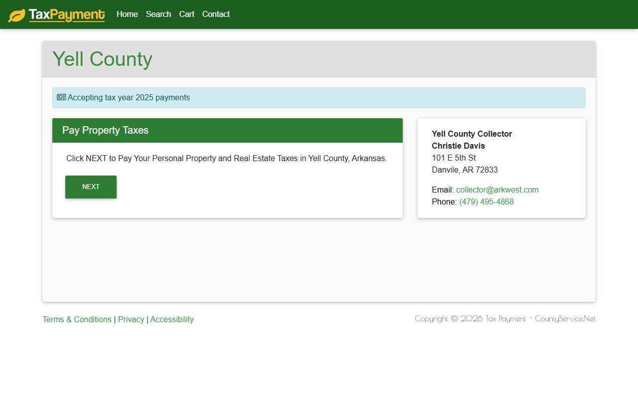 Yell County online tax payment portal and property records
