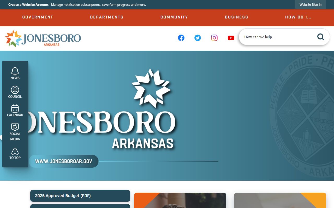 Jonesboro Arkansas city website with public records access